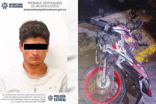 Cae en Metepec, ladrón de motocicleta minutos después de cometer el atraco